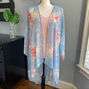 Bluish Floral Kimono (NWOT) XS/SM